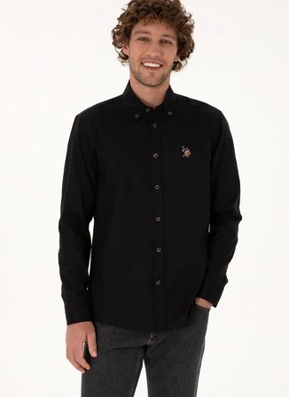 U.S. Polo Assn. Regular Fit Gömlek Yaka Siyah Erkek Gömlek CEDCOLORREG
