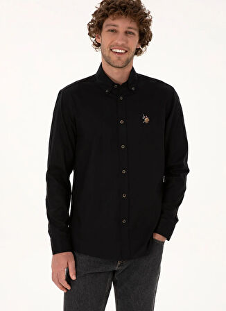 U.S. Polo Assn. Regular Fit Gömlek Yaka Siyah Erkek Gömlek CEDCOLORREG