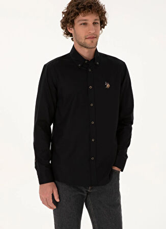 U.S. Polo Assn. Regular Fit Gömlek Yaka Siyah Erkek Gömlek CEDCOLORREG