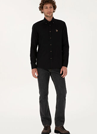 U.S. Polo Assn. Regular Fit Gömlek Yaka Siyah Erkek Gömlek CEDCOLORREG