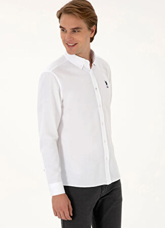 U.S. Polo Assn. Regular Fit Düğmeli Yaka Beyaz Erkek Gömlek GOXREG