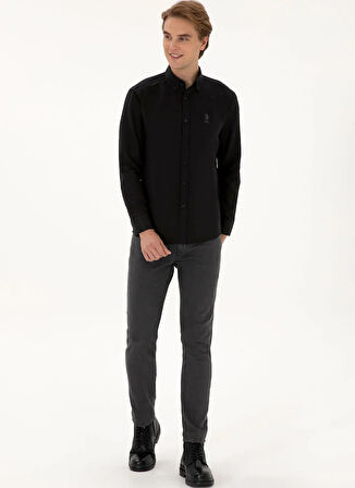 U.S. Polo Assn. Regular Fit Düğmeli Yaka Siyah Erkek Gömlek GOXREG