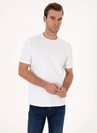 Cacharel Bisiklet Yaka Beyaz Erkek T-Shirt ONEGA