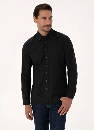 Cacharel Siyah Erkek Slim Fit Gömlek NEW ANGOLA
