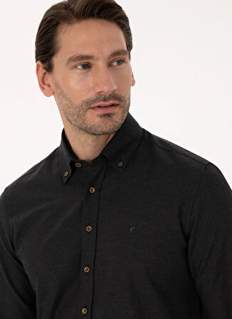 Cacharel Siyah Erkek Slim Fit Gömlek NEW ANGOLA