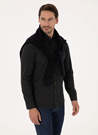 Cacharel Siyah Erkek Slim Fit Gömlek NEW ANGOLA