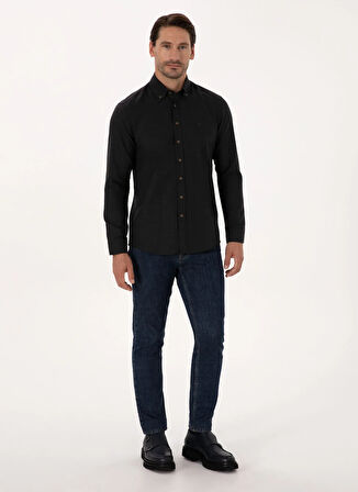 Cacharel Siyah Erkek Slim Fit Gömlek NEW ANGOLA