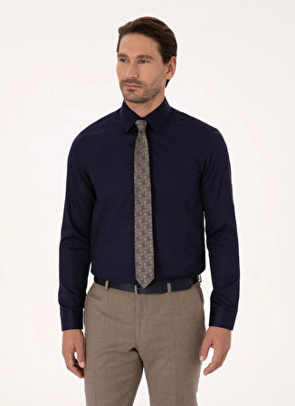 Cacharel Lacivert Erkek İtalyan Slim Fit Gömlek NONAX