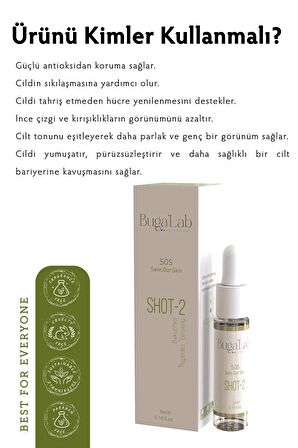 Doğal Retinol Alternatifi %2 Bakuchiol SOS Shot Filler Sıkılaştırıcı Etkili Serum, 5 ml