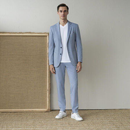 ELY ÇİZGİLİ AÇIK MAVİ PANTOLON