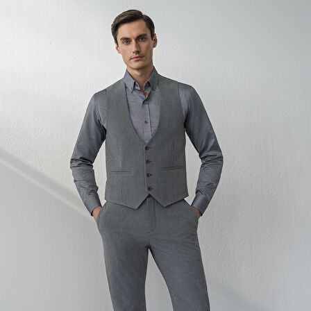 Addy Çizgili Gri Yelek