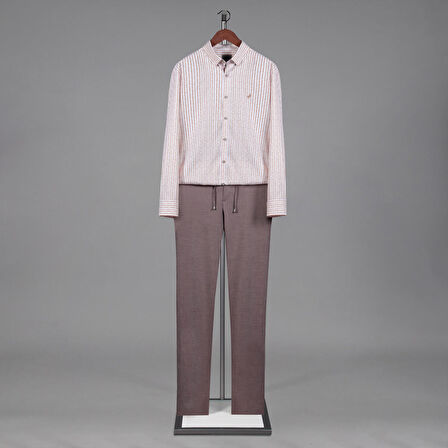 ARTOS ÇİZGİLİ AÇIK KAHVERENGİ GÖMLEK