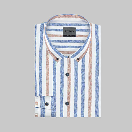 GOIAS ÇİZGİLİ SOHO KAHVERENGİ GÖMLEK