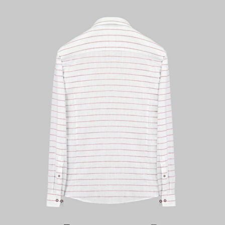 GOIAS UZUN KOL ÇİZGİLİ KIRMIZI GÖMLEK