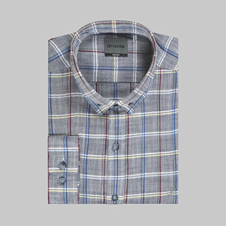 GOIAS KARELİ LACİVERT GÖMLEK