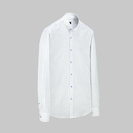 ALN ÇİZGİLİ MAVİ SLİM GÖMLEK