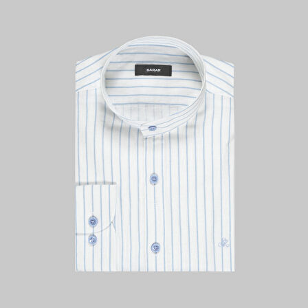 ALN ÇİZGİLİ MAVİ SLİM GÖMLEK