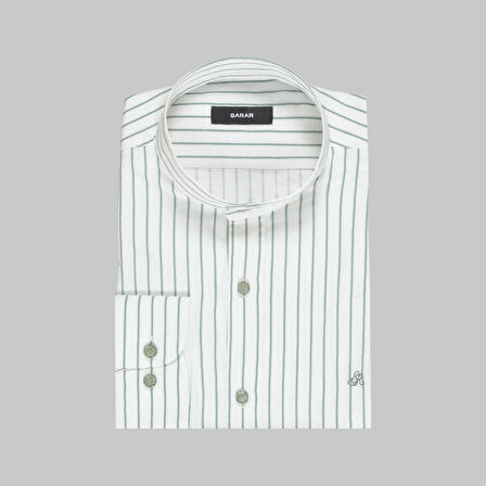 ALN ÇİZGİLİ YEŞİL SLİM GÖMLEK