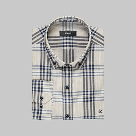 ELETA EKOSE SLİM BEJ GÖMLEK