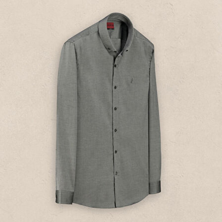 GOIAS UZUN KOL FITTED GRİ GÖMLEK