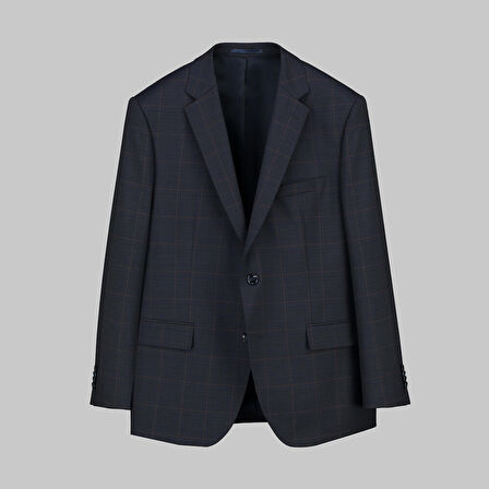 JAM KOYU LACİVERT KARELİ CEKET