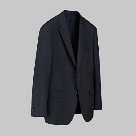 JAM KOYU LACİVERT KARELİ CEKET