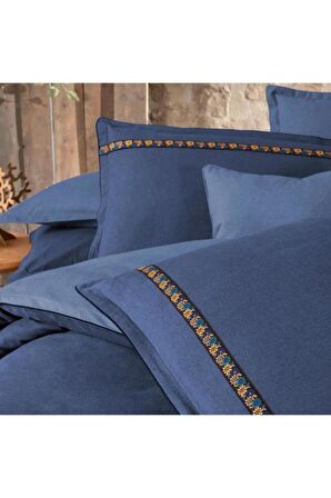 Sarev Enrike Mavi Tek Kişilik %100 Pamuk Flanel (Pazen) Nevresim Takımı