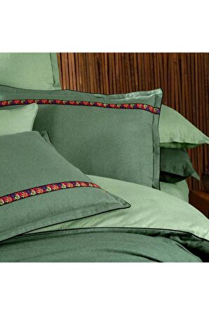 Sarev Enrike Yeşil Tek Kişilik %100 Pamuk Flanel (Pazen) Nevresim Takımı