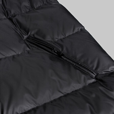 Çıkma Kapüşonlu Dolum Siyah Yelek