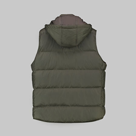 Çıkma Kapüşonlu Dolum Kahverengi Yelek