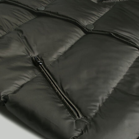 Çıkma Kapüşonlu Dolum Kahverengi Yelek