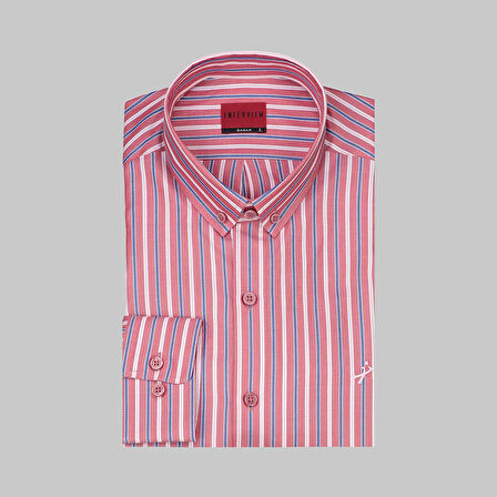 CARINA ÇİZGİLİ KIRMIZI GÖMLEK