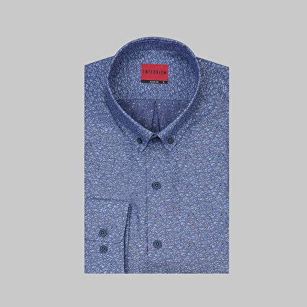 CARINA DESENLİ İNDİGO MAVİ GÖMLEK