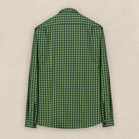 DREW KARELİ YEŞİL PAMUKLU GÖMLEK