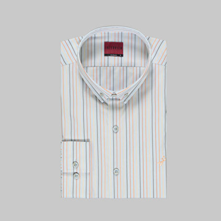 DREW UZUN KOL ÇİZGİLİ AÇIK MAVİ GÖMLEK