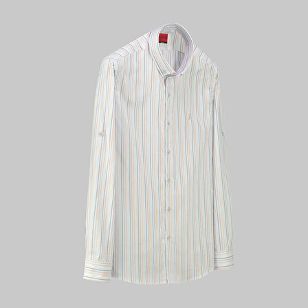 DREW UZUN KOL ÇİZGİLİ AÇIK MAVİ GÖMLEK