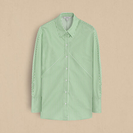 MİRA KADIN ÇİZGİLİ YEŞİL GÖMLEK
