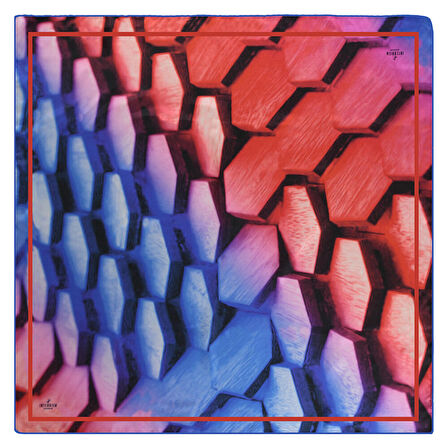 GEOMETRİK DESENLİ TWİLL MAVİ İPEK EŞARP