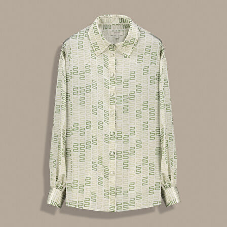 JADESA UZUN KOL DESENLİ YEŞİL GÖMLEK