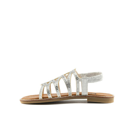 Kadın Taşlı Düz Sandalet [060137] GÜMÜŞ, 40