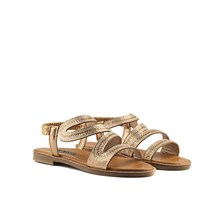 Kadın Taşlı Düz Sandalet [060139] ROSE, 40