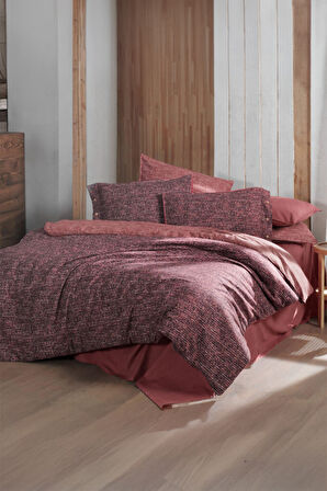 Sarev Glamis Bordo %100 Pamuk Flanel King Size Nevresim Takımı