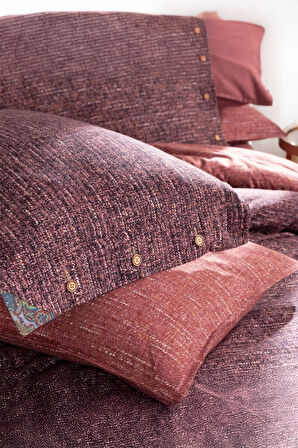 Sarev Glamis Bordo %100 Pamuk Flanel King Size Nevresim Takımı