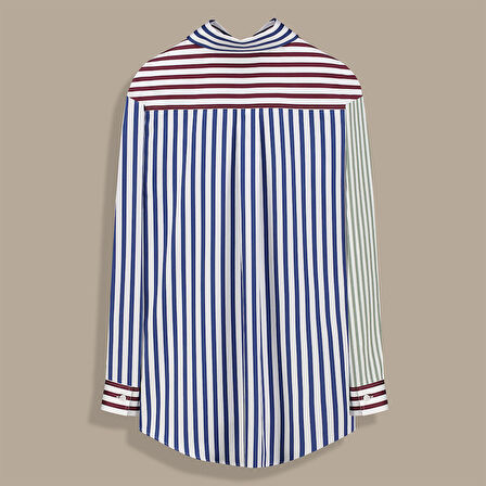 PLESA UZUN KOL ÇİZGİLİ RENKLİ GÖMLEK