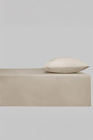 Sarev New Slow City Bej %100 Pamuk Tek Kişilik Lastikli Çarşaf Seti