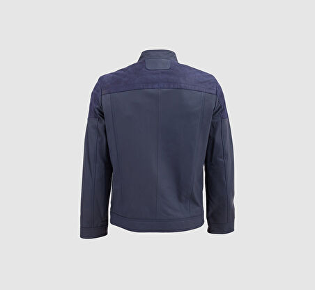 Erkek Süet Detaylı Deri Mont [810016] LACİVERT, S