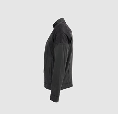 Erkek Süet Detaylı Deri Mont [810016] SİYAH, XL