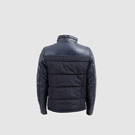 Erkek Şişme Deri Mont [810017] LACİVERT, 3XL