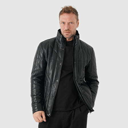 Erkek Hakim Yaka Deri Mont [810022]