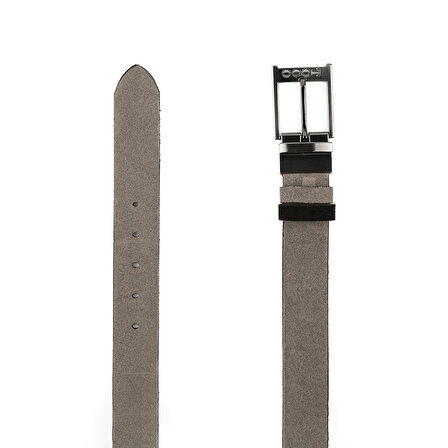 Erkek Çift Taraflı Spor Kemer [960044] SİYAH SÜET - VİZON SÜET, 120 CM